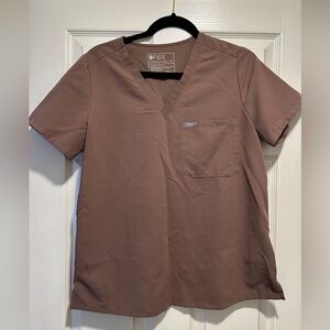 FIGS Catarina One-Pocket Scrub top— Smokey Taupe